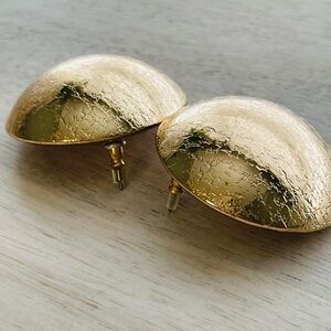 Gold Dome Clip-On Earrings with Textured Finish